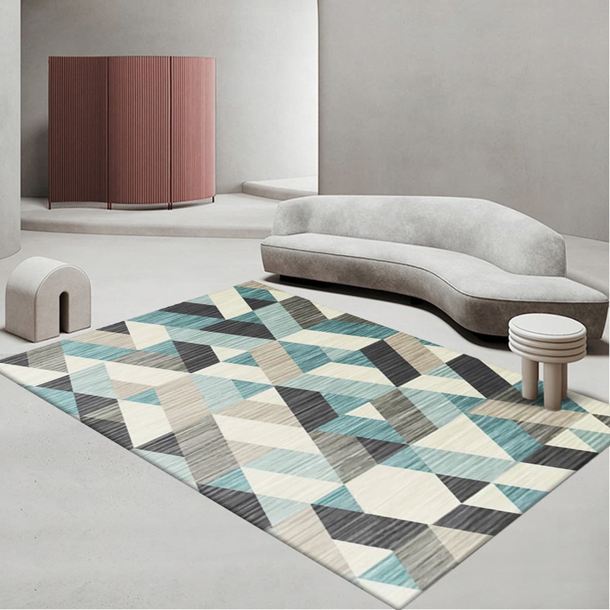 Простой гостиная геометрический ковер полный диван журнальный столик коврик офис полный пол одеяло одеяло