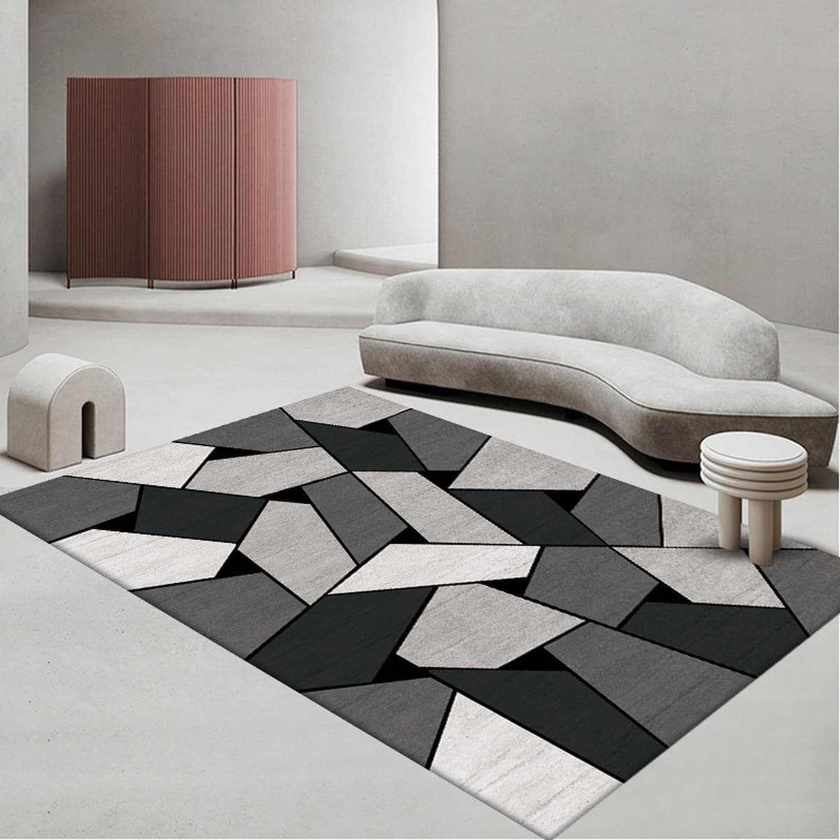 Простой гостиная геометрический ковер полный диван журнальный столик коврик офис полный пол одеяло одеяло