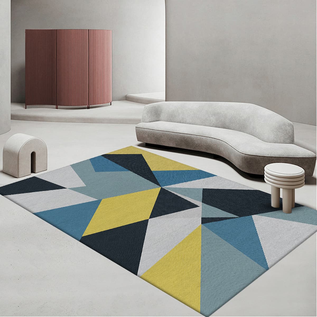 Простой гостиная геометрический ковер полный диван журнальный столик коврик офис полный пол одеяло одеяло
