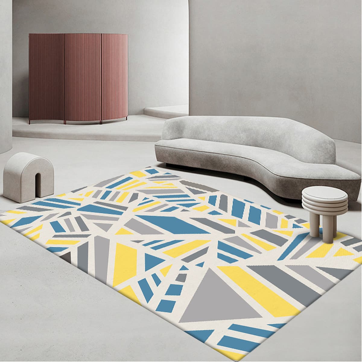 Простой гостиная геометрический ковер полный диван журнальный столик коврик офис полный пол одеяло одеяло
