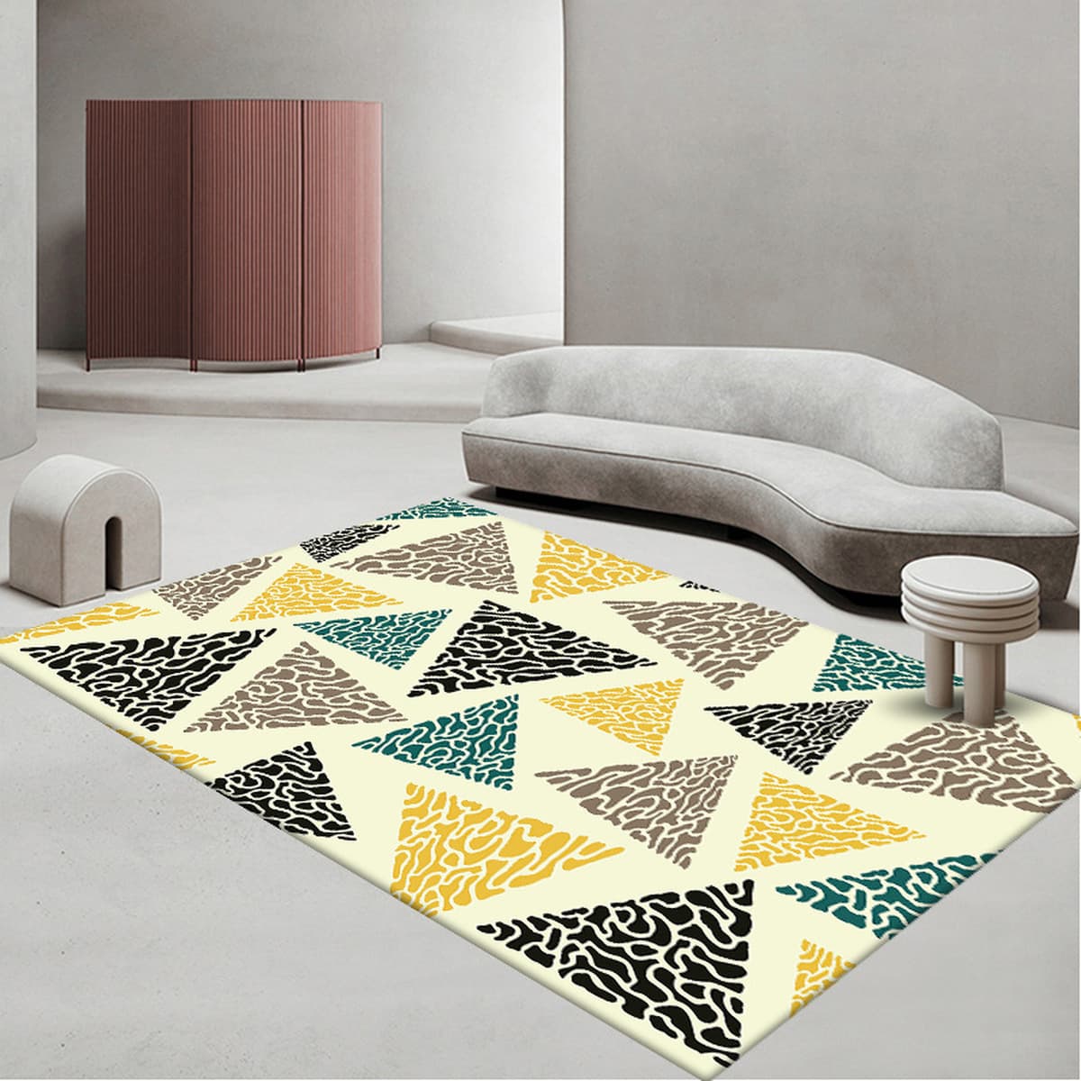 Простой гостиная геометрический ковер полный диван журнальный столик коврик офис полный пол одеяло одеяло