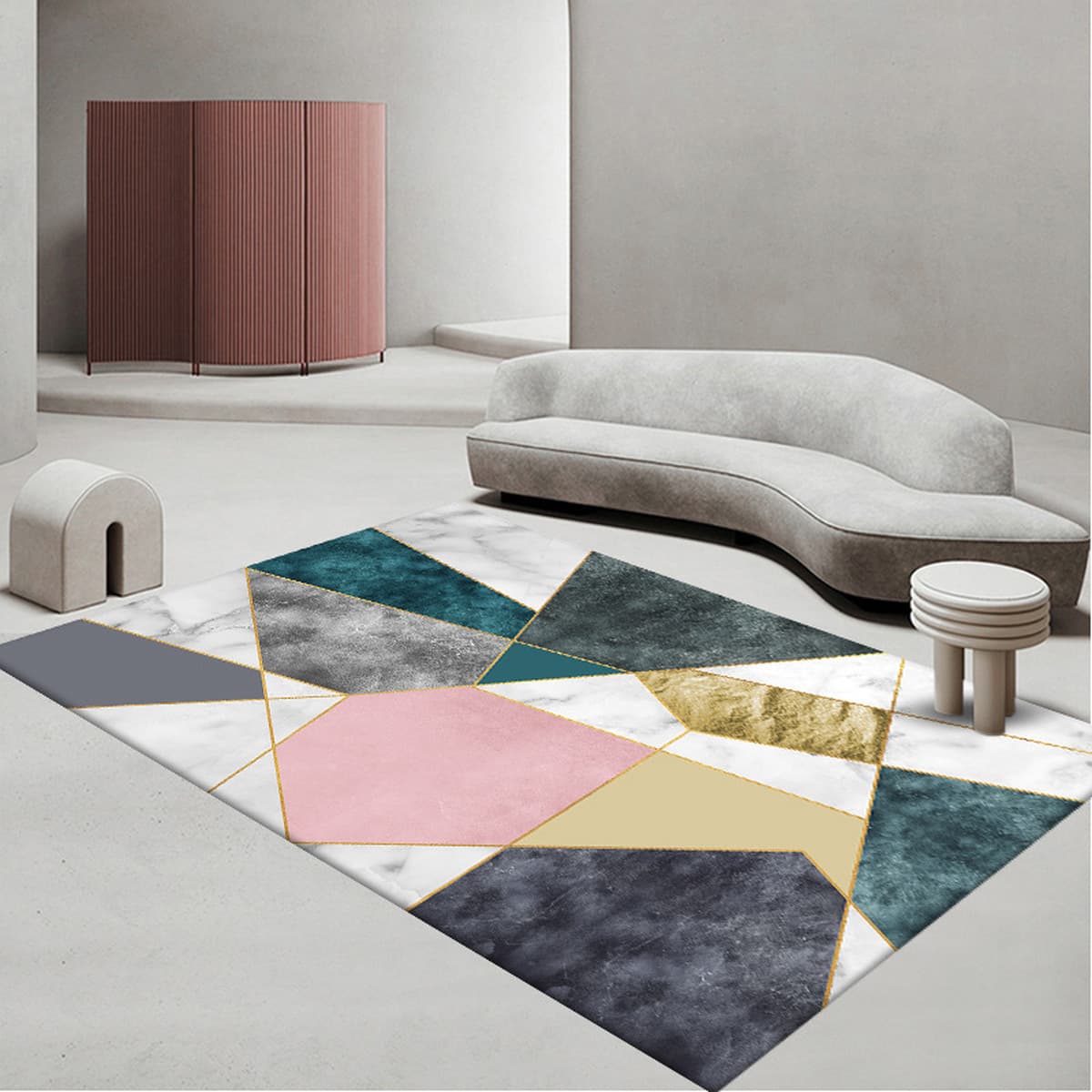 Простой гостиная геометрический ковер полный диван журнальный столик коврик офис полный пол одеяло одеяло