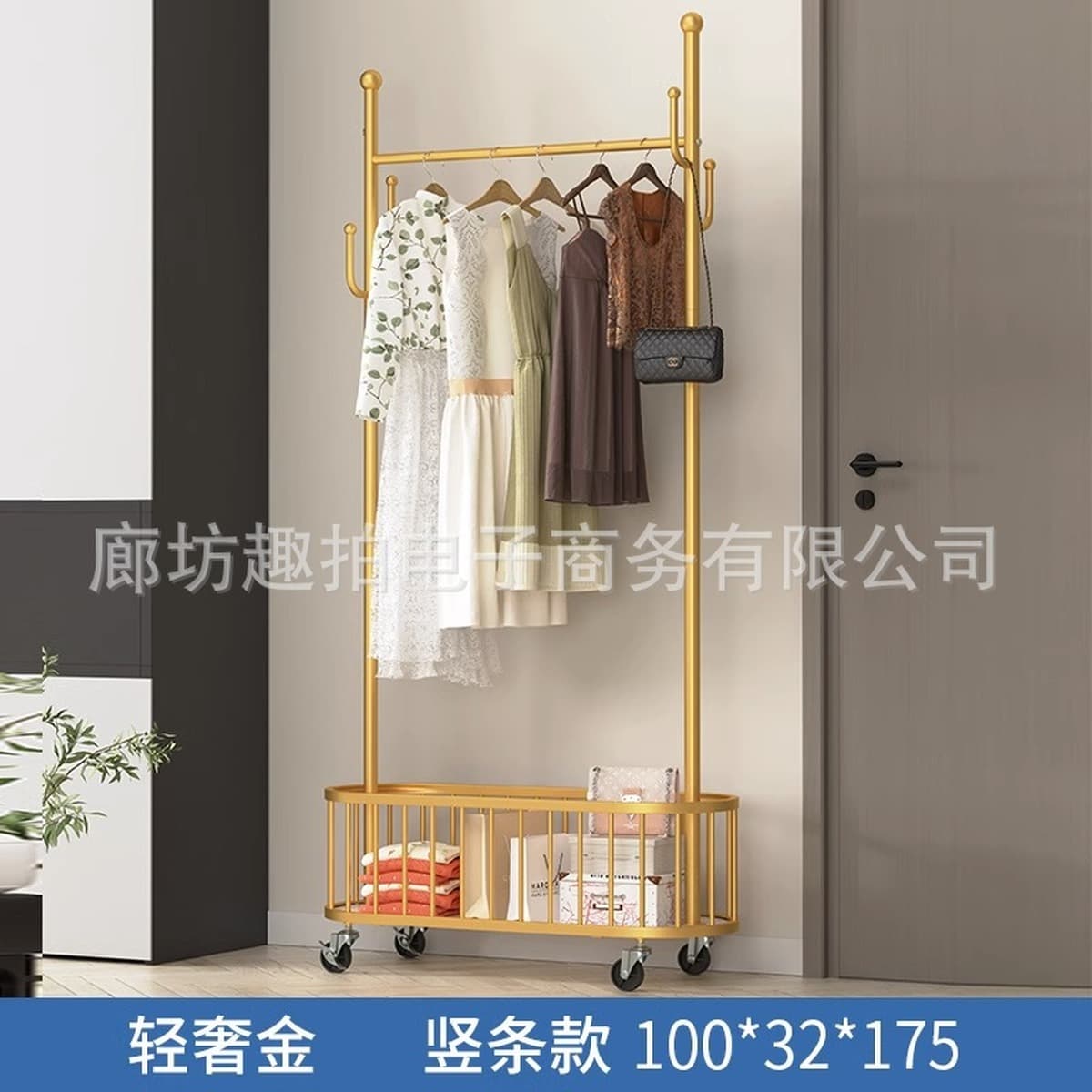 Вешалка для одежды напольная вешалка для одежды в спальне подвижная с колесами Бытовая Внутренняя сетка красный свет...