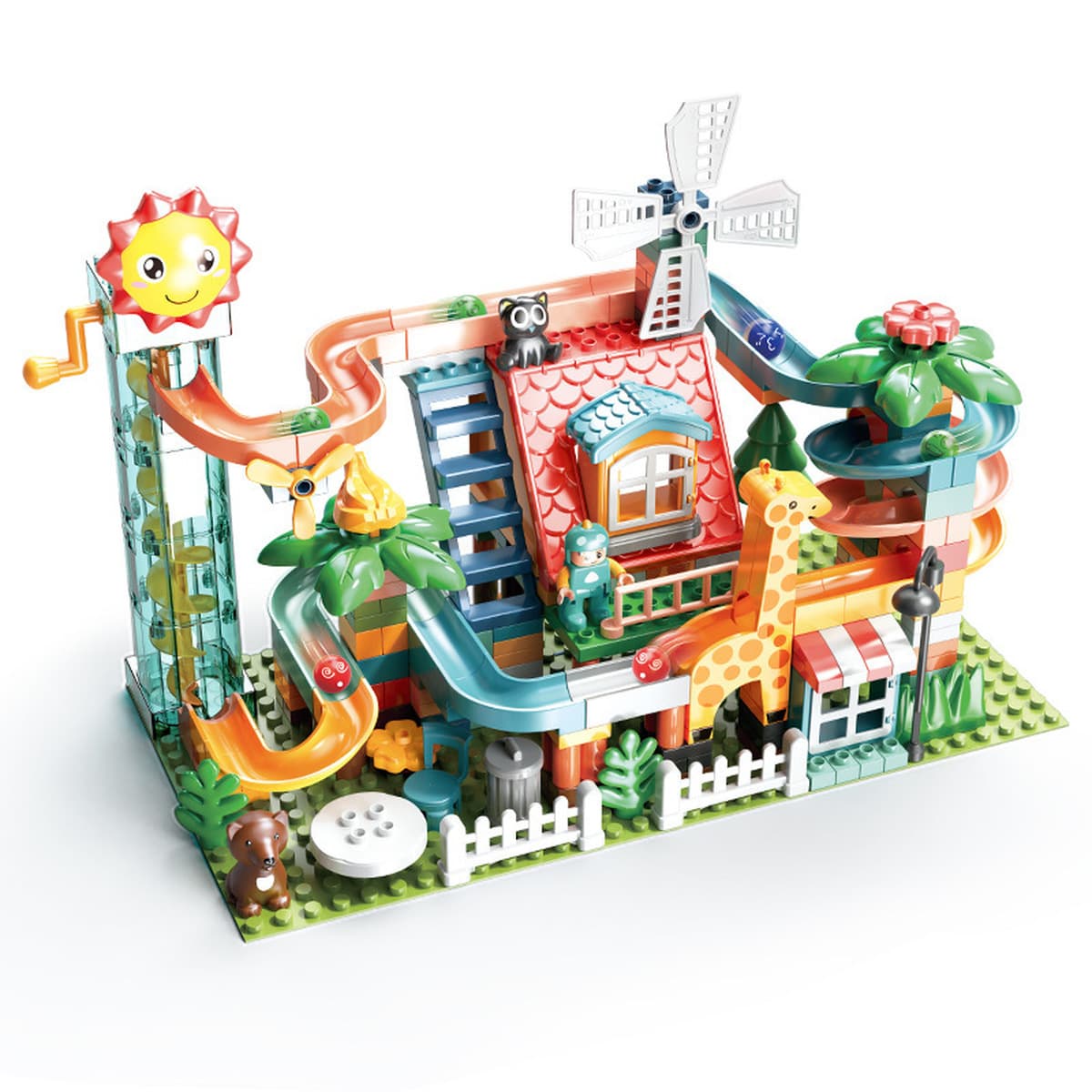 Конструктор Feile, крупные детали, 1626A-1, горка, детская развивающая игрушка-головоломка для мальчиков и девочек, подарок,...