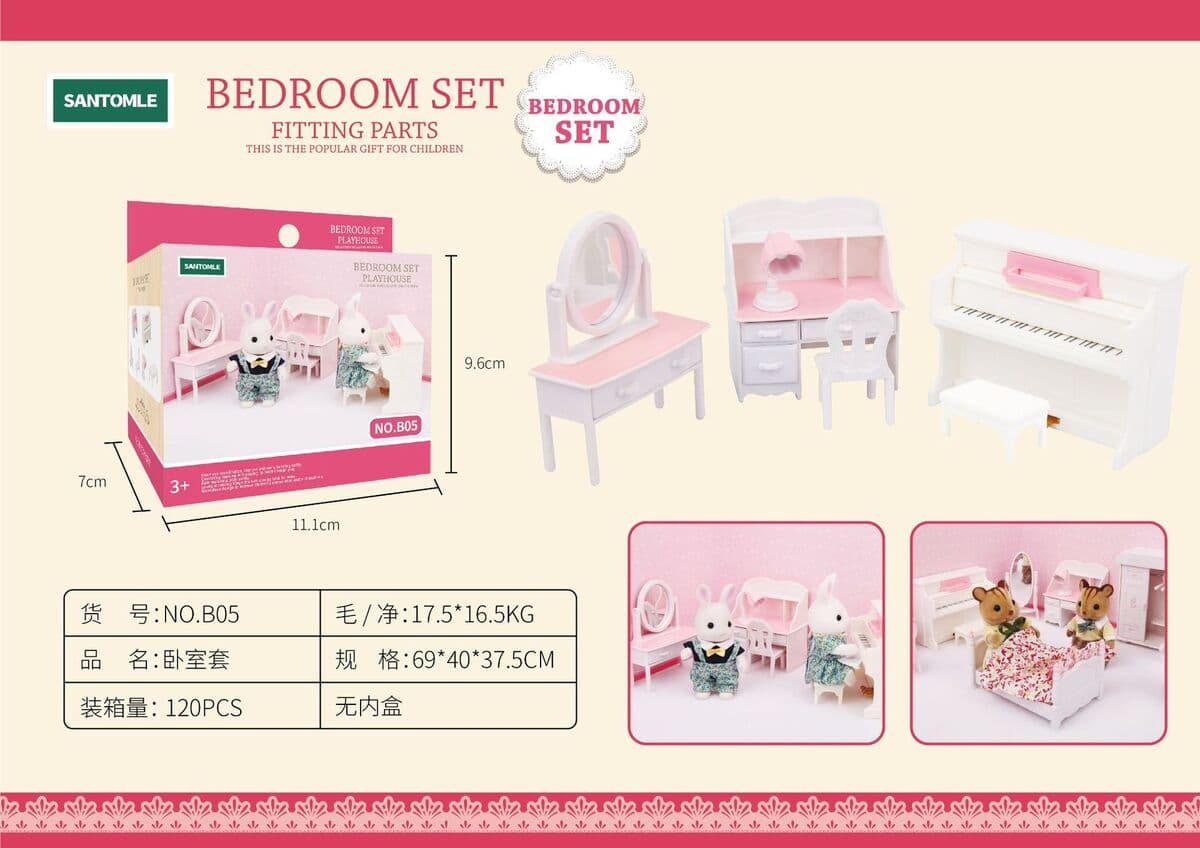 Детский дом Лесное семейное освещение Вилла Дом с животными Мини-кролик Кукольный домик Кухня Собранные игрушки