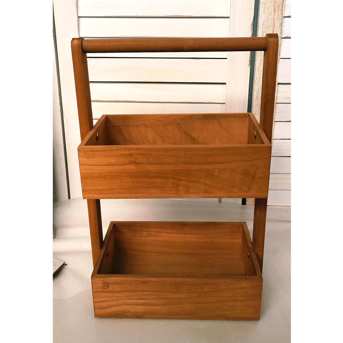 Двухслойная стойка из цельного дерева деревянная многослойная подставка для кладовой для ванной комнаты столешница для...