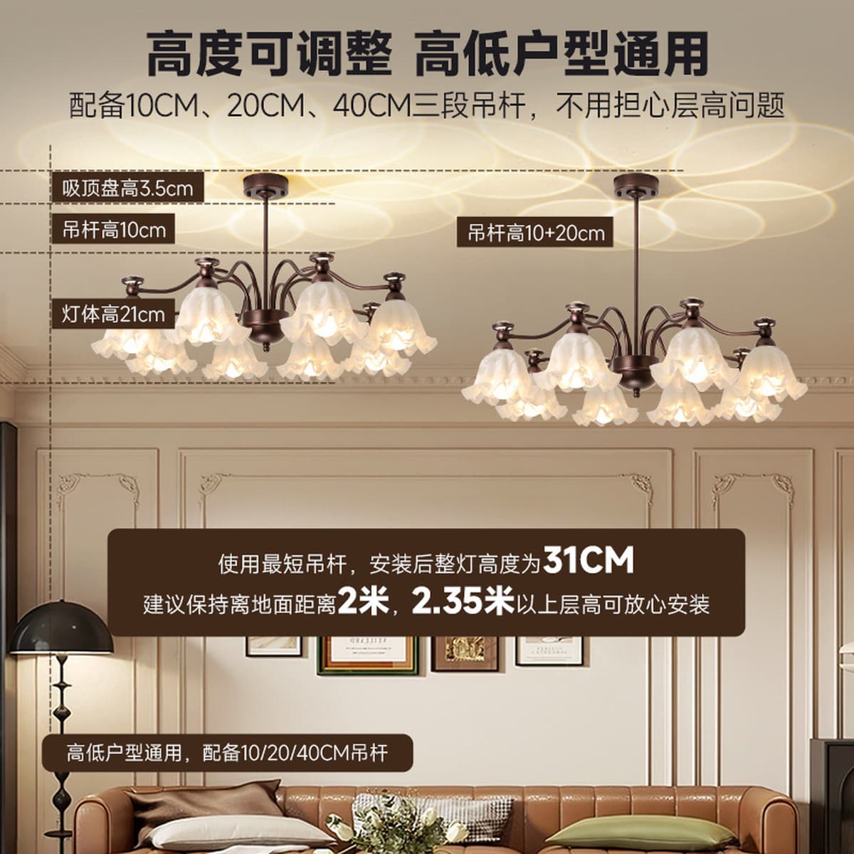 Люстра во французском стиле для гостиной, высококлассная модная популярная модель, основной светильник для холла, лампа для...