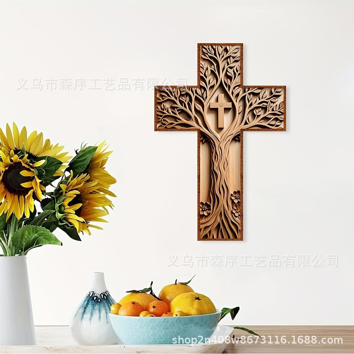 Трансграничный 1pc ретро деревянный настенный крест Христос деревянный художественный знак дома религиозный декоративный...
