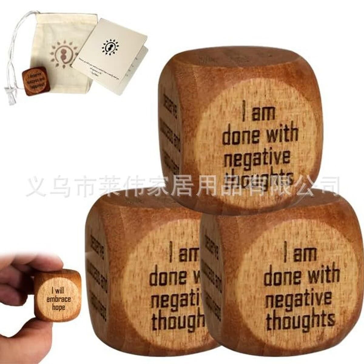 Positive Affirmation Handmade Dice положительно подтверждает деревянные подарки для восстановления кости
