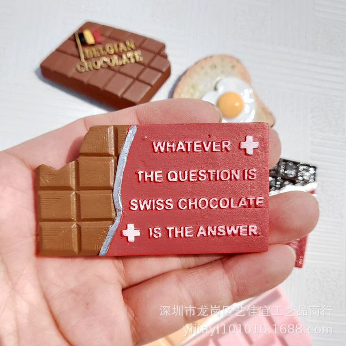 Туристические сувениры: швейцарский шоколад в форме яйца, хлебные тосты, магниты, 3D-магниты из смолы для холодильника