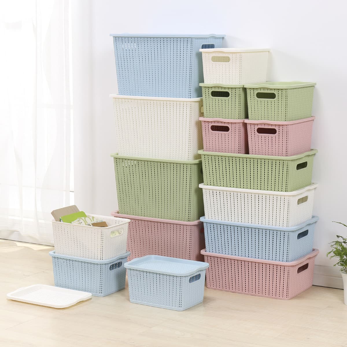 Детский ящик для хранения в японском стиле пластиковый закрытый ящик для хранения предметов домашнего хранения большой...