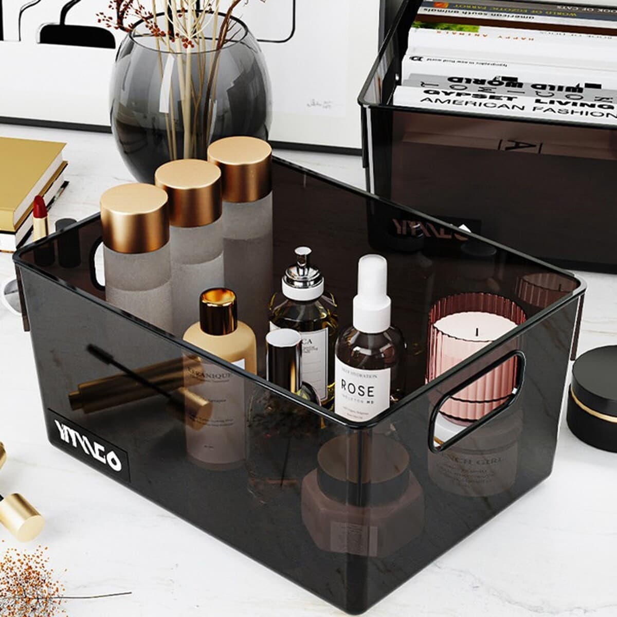 Настольный ящик для хранения книг, мелочей, закусок, игрушек, бытовая прямоугольная корзина для хранения, пластиковая...