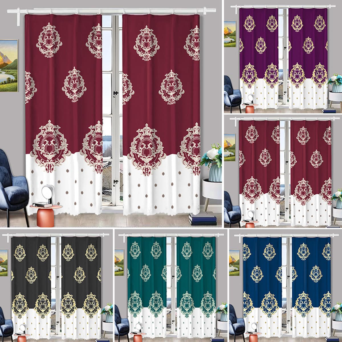 Трансграничные высокоточные текстурированные светонепроницаемые шторы из ткани с принтом, утолщенные, солнцезащитные, без...