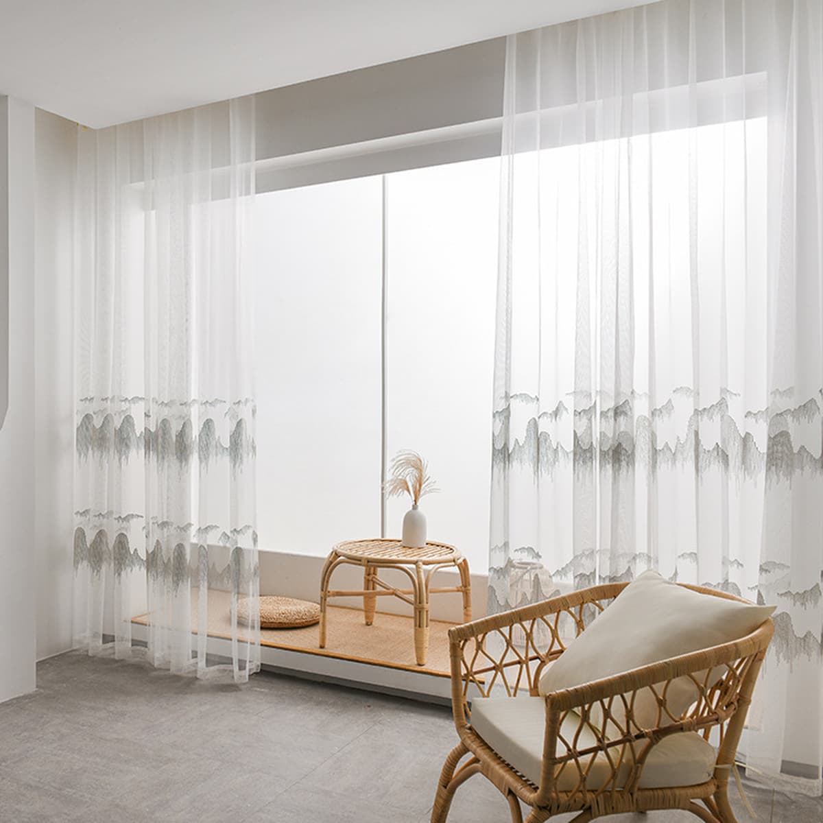 Фабрика новый китайский пейзаж Вышивка Пряжа Прозрачный Непрозрачный оконный экран гостиная балкон кабинет напольный экран...