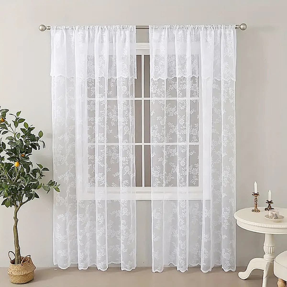 Белые розы волнистые кружевные занавески для гостиной Спальня полузатененные прозрачные дверные занавески для офисного декора