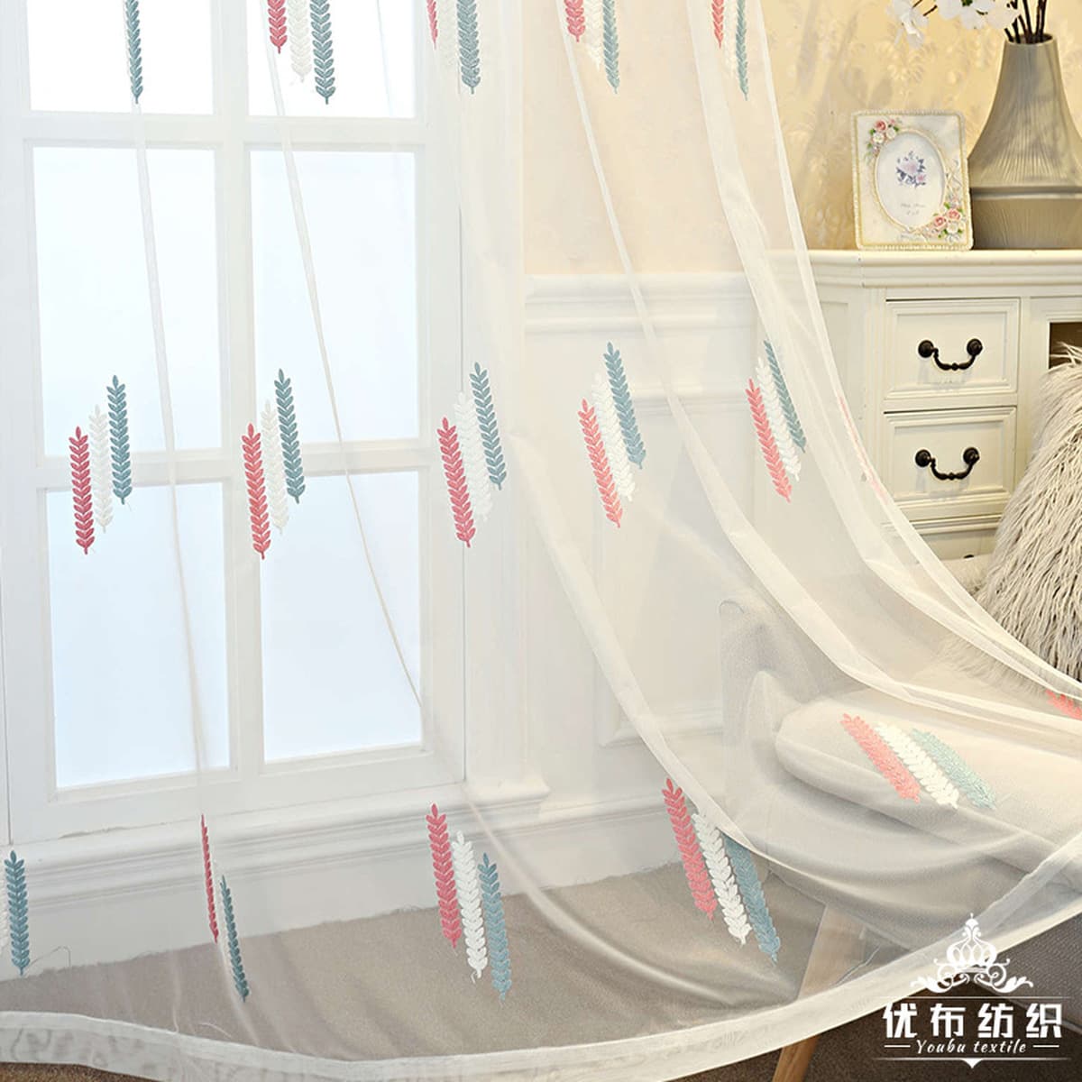 Спотовые экраны, вышитые колосьями пшеницы, балконные шторы, перегородки, полузатененные оконные экраны в гостиной