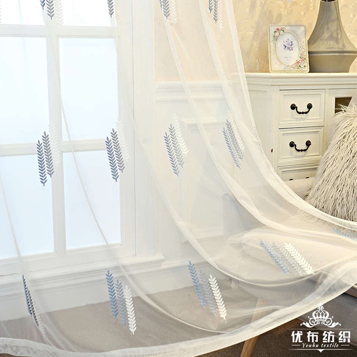 Спотовые экраны, вышитые колосьями пшеницы, балконные шторы, перегородки, полузатененные оконные экраны в гостиной