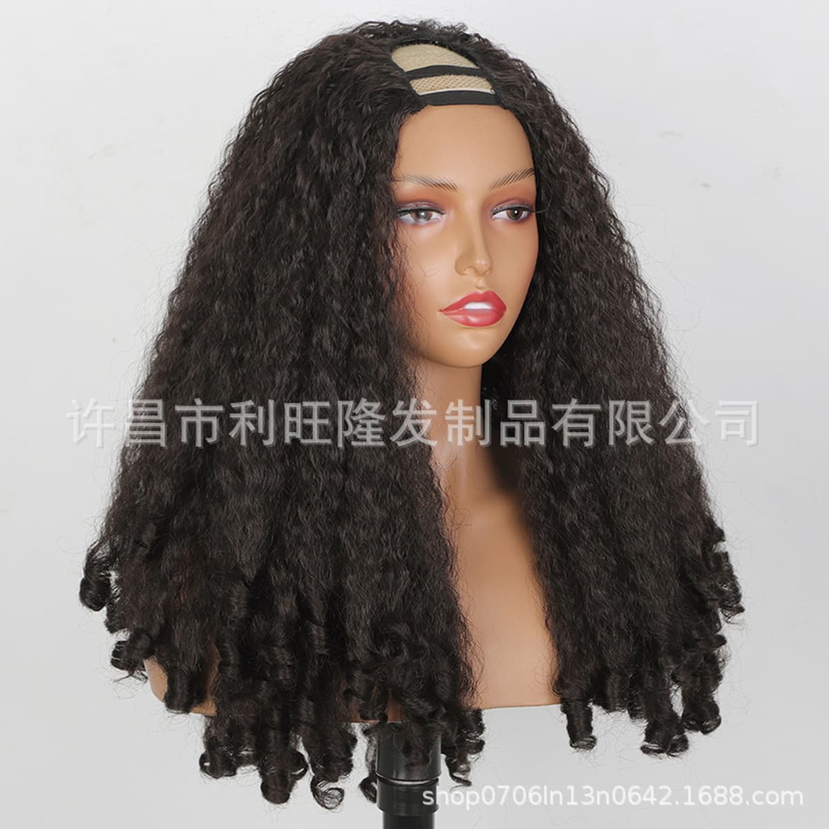 Европейский и американский парик для женщин, черный пушистый U-образный яки, вьющиеся длинные кудрявые волосы, заколка для...