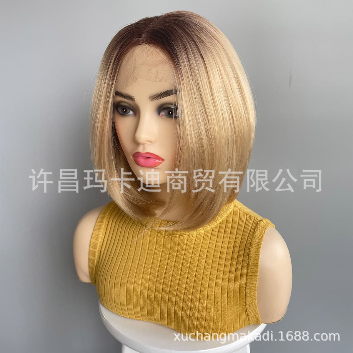 Европейский и американский стиль, градиентный золотистый парик-боб с T-образной застежкой и кружевной передней частью,...