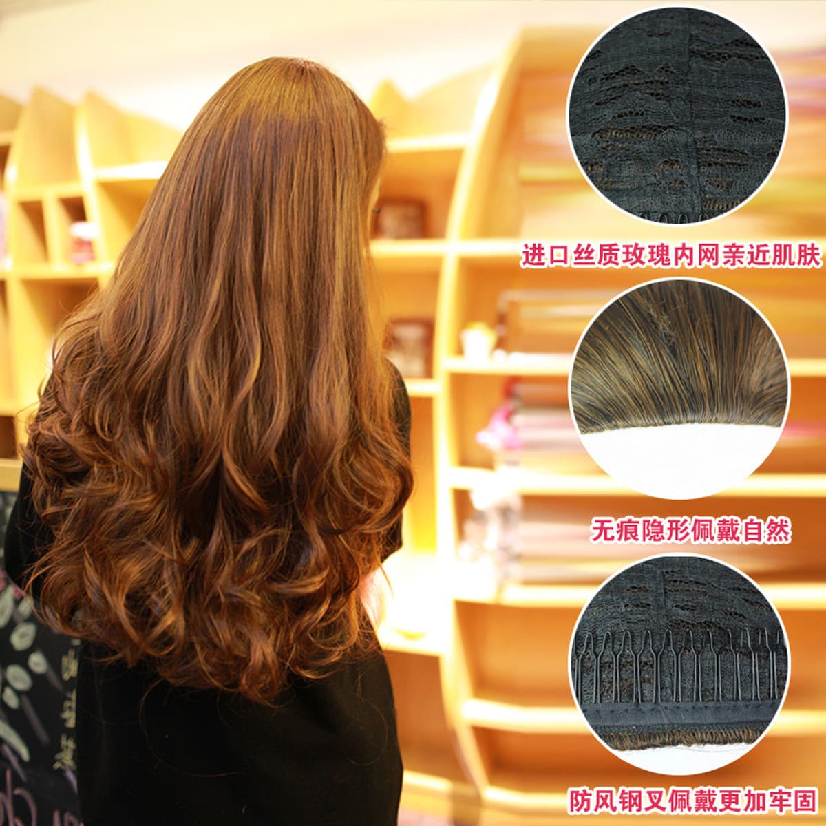 Hongxiu Selection - женский парик с половиной головы, длинными вьющимися волосами, большими волнами, пушистыми кудрями в...