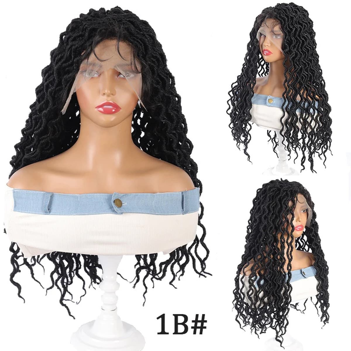 Внешнеторговый парик Африканские дреды ручной работы, полное кружево, трехпрядная коса, жемчужная внутренняя сетка, парик из...