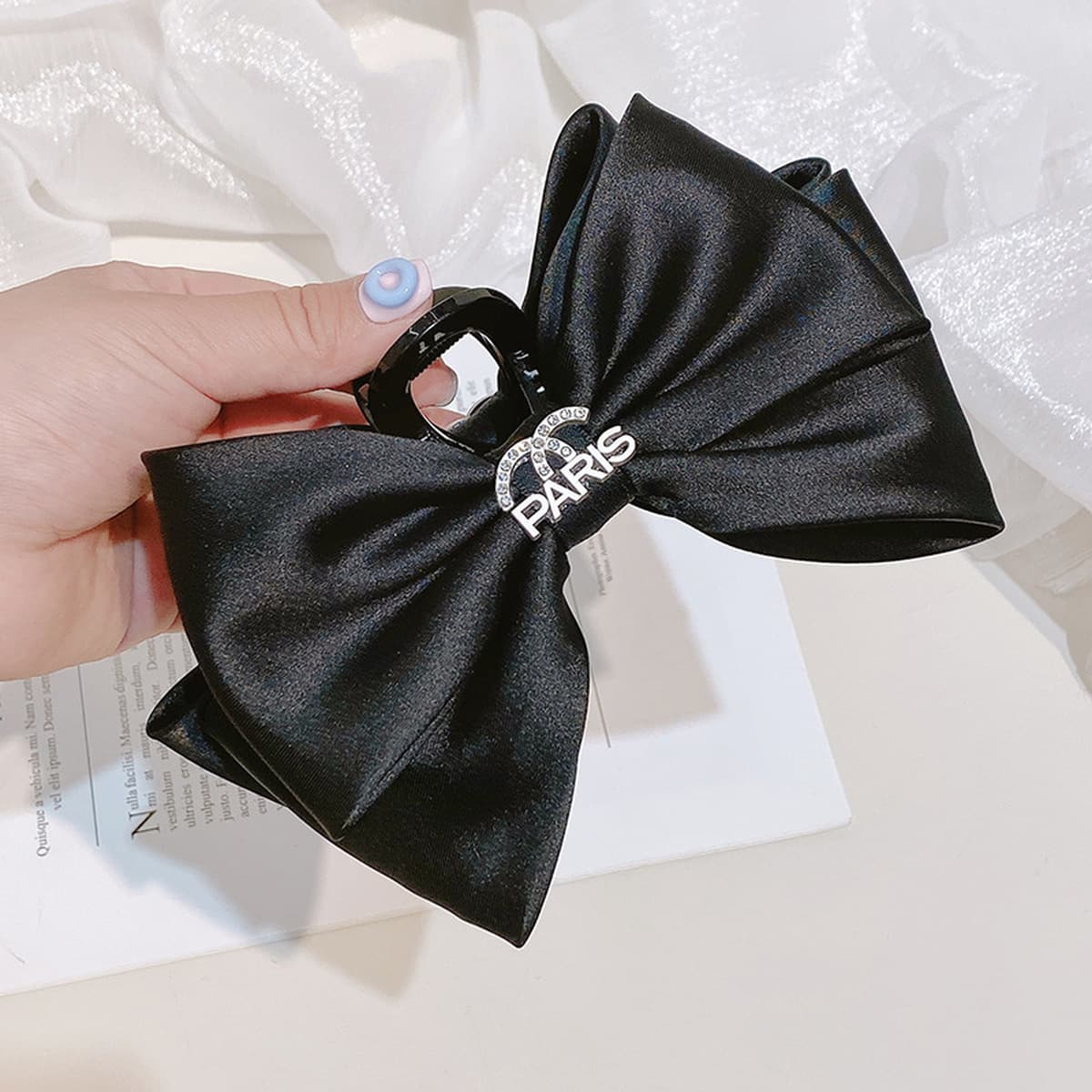 Заколка для волос «Принцесса в беге» с атласным бантом, заколка-крокодил, стильная популярная заколка для причесок, женская...