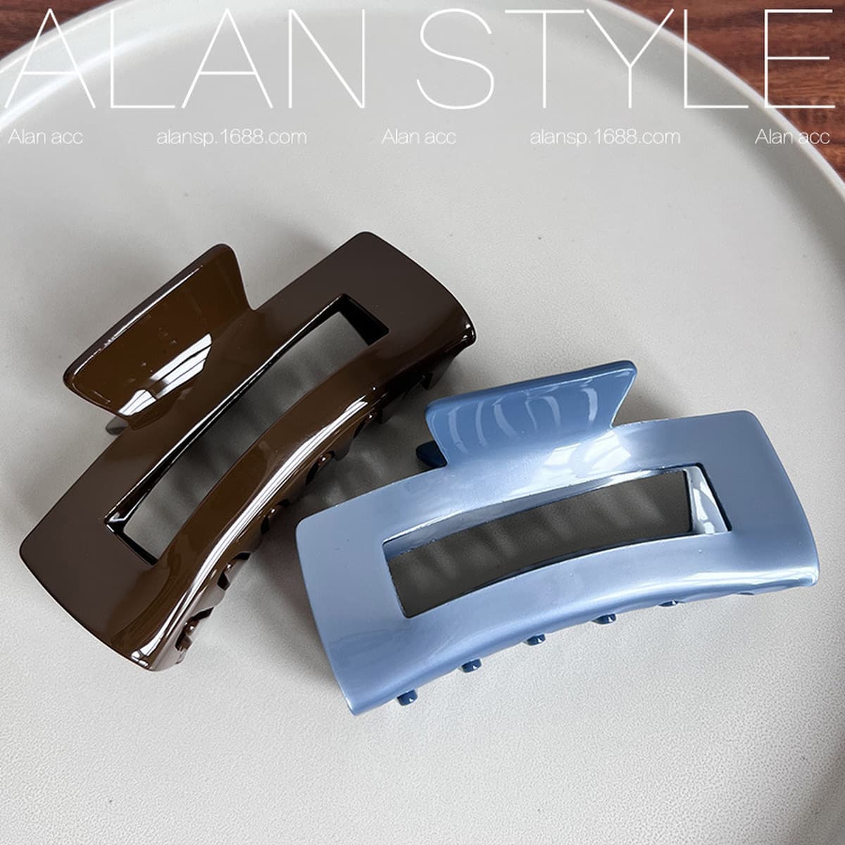 Южная Корея заколка с акулой ins Высокая выглядящая ацетатная ручка для волос Большая квадратная простая квадратная заколка...