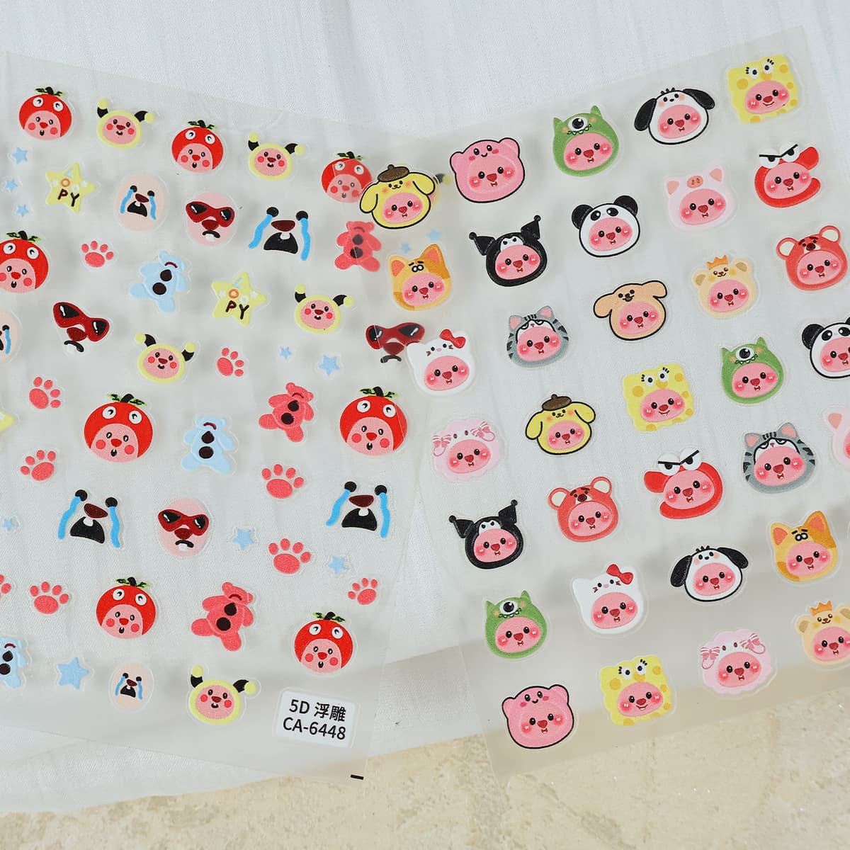 Наклейки для ногтей «Лупи маленький бобр» 5D с тиснением, красивый милый головной убор, рубиновые наклейки для дизайна...