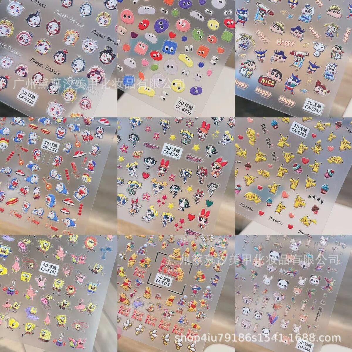 Детские мультяшные 5d наклейки для дизайна ногтей, красивые милые маленькие животные, рельефные наклейки для ногтей «сделай...