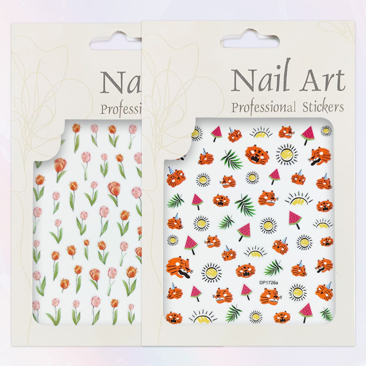 Красивые наклейки для ногтей, серия животных и растений, цветочный бант, красочные 2D наклейки для дизайна ногтей,...