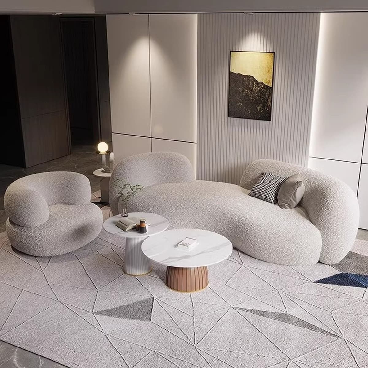 Легкий экстравагантный кашемировый дугообразный диван журнальный столик Современная минималистская гостиная Салон красоты...