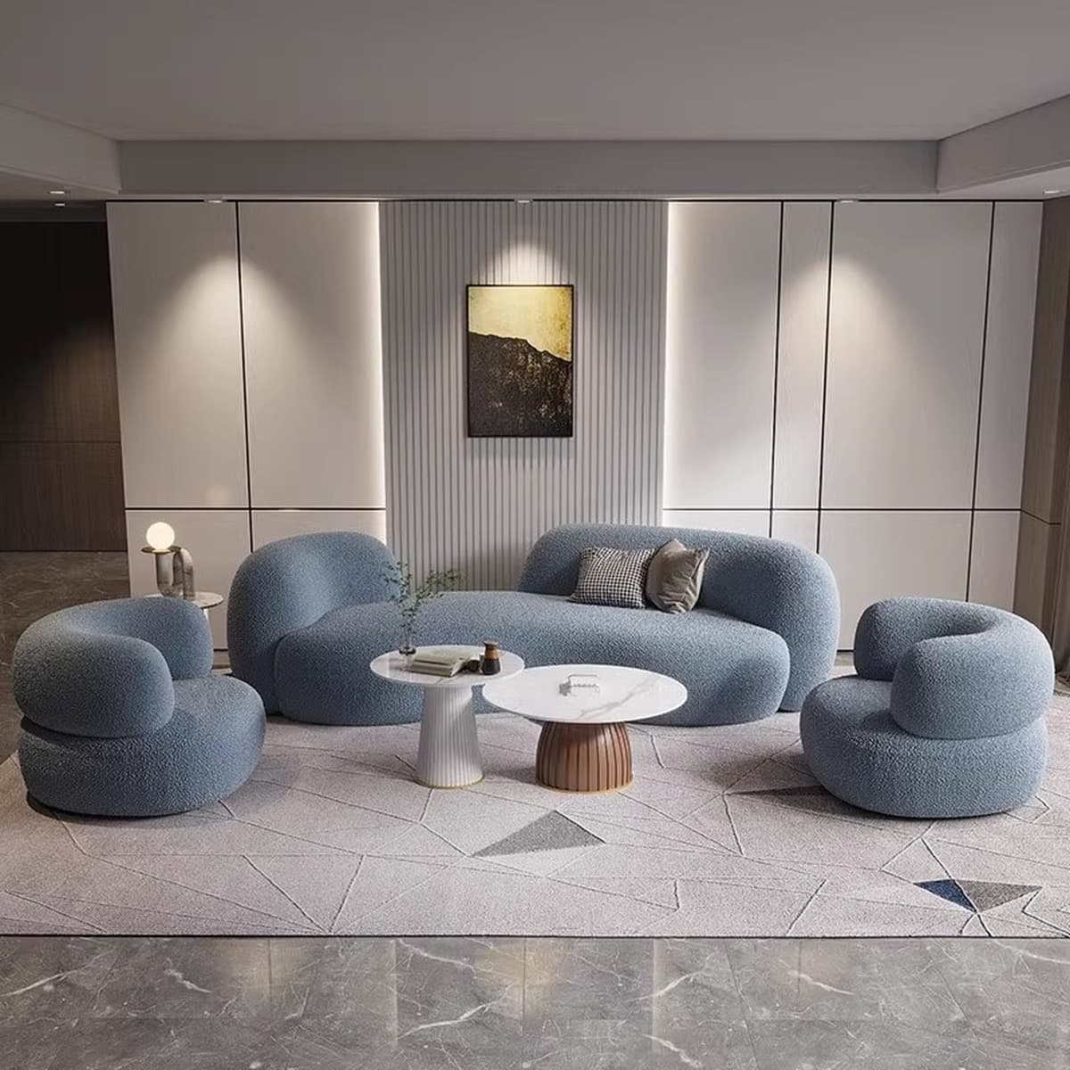 Легкий экстравагантный кашемировый дугообразный диван журнальный столик Современная минималистская гостиная Салон красоты...