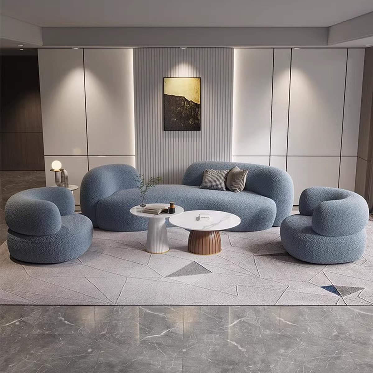 Легкий экстравагантный кашемировый дугообразный диван журнальный столик Современная минималистская гостиная Салон красоты...