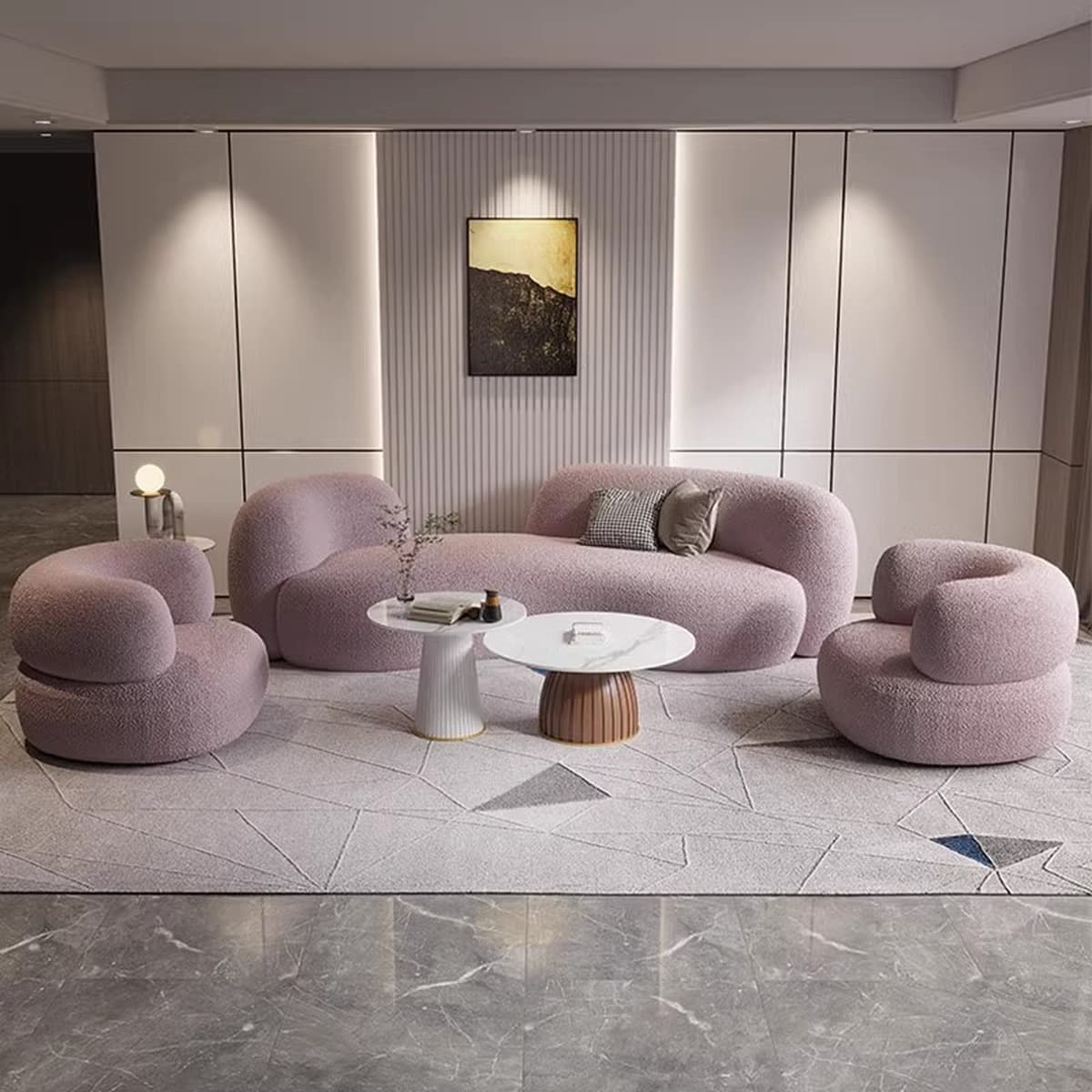 Легкий экстравагантный кашемировый дугообразный диван журнальный столик Современная минималистская гостиная Салон красоты...