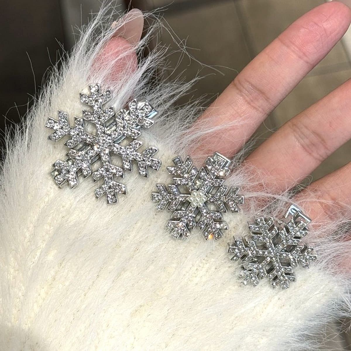 Ультра-флеш-стразы жемчуг снежинки утят с высоким лицом на Рождество нежные милые прически