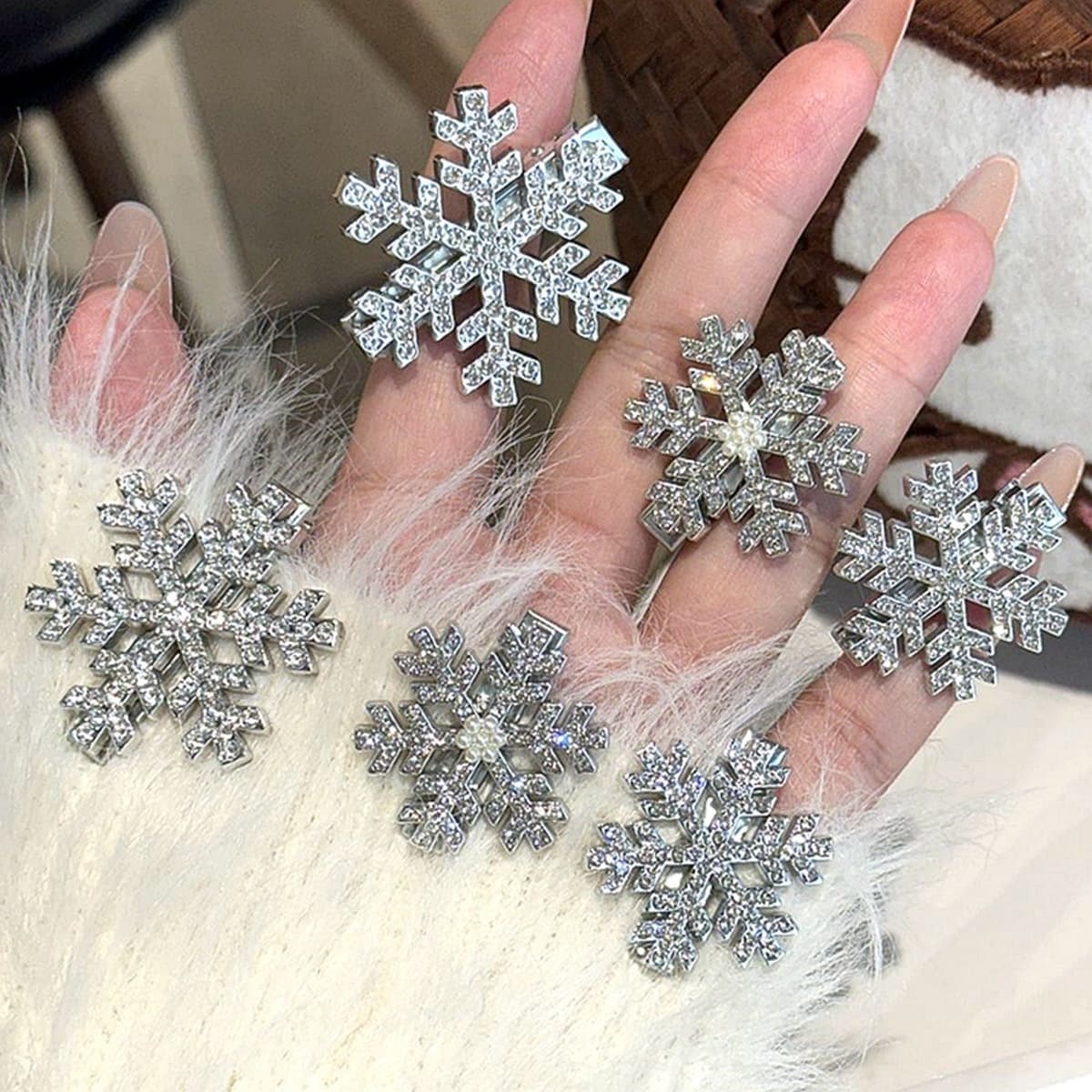 Ультра-флеш-стразы жемчуг снежинки утят с высоким лицом на Рождество нежные милые прически