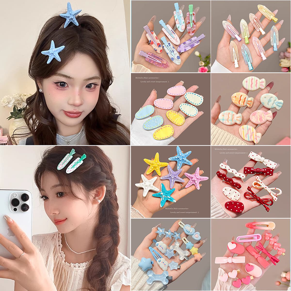 Милая кремовая заколка для волос с допамином, высококачественная заколка для челки, стильная заколка для студенческой челки,...