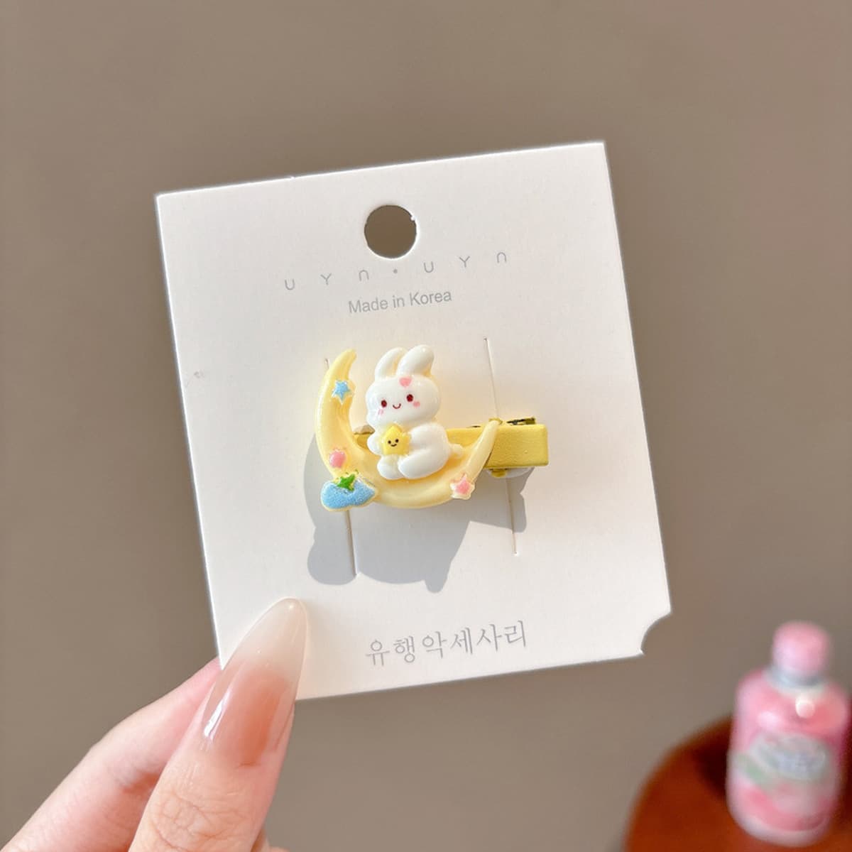 Милая кремовая заколка для волос с допамином, высококачественная заколка для челки, стильная заколка для студенческой челки,...