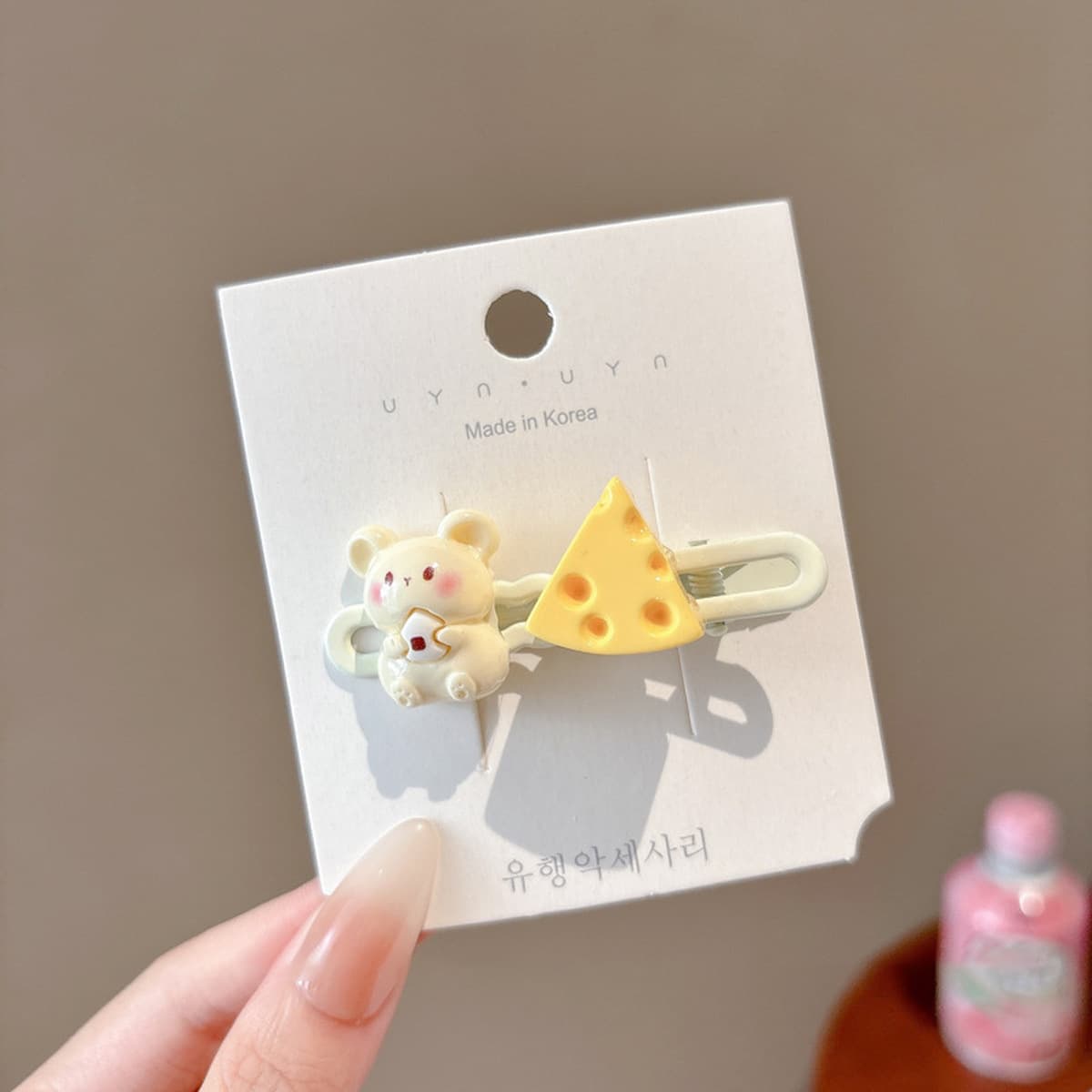 Милая кремовая заколка для волос с допамином, высококачественная заколка для челки, стильная заколка для студенческой челки,...