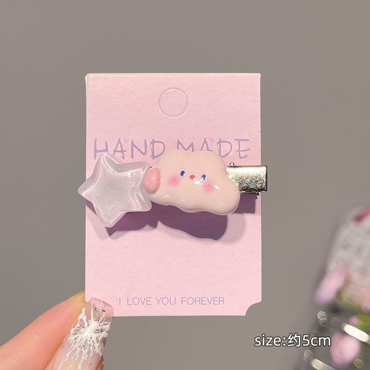 Милая кремовая заколка для волос с допамином, высококачественная заколка для челки, стильная заколка для студенческой челки,...