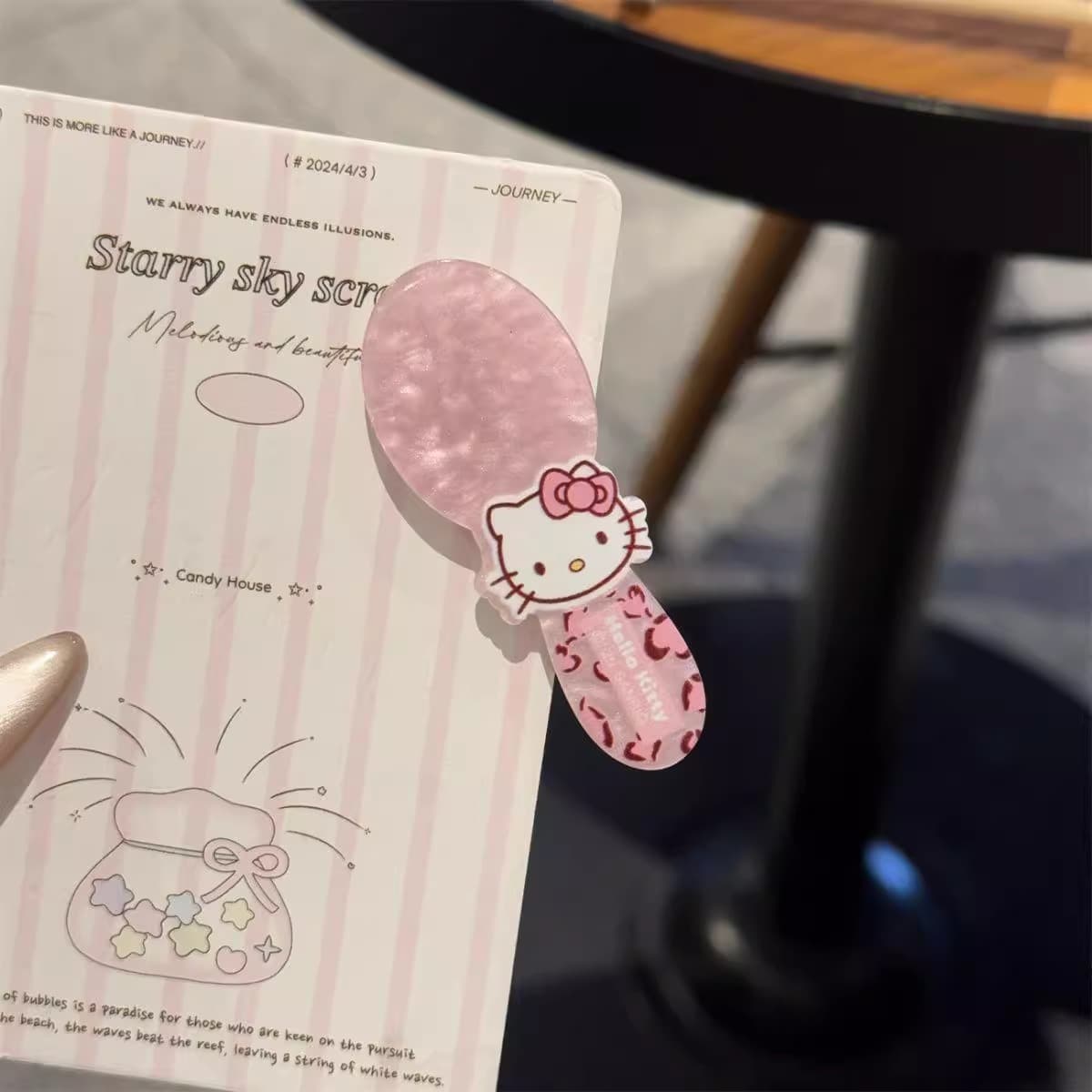 Милый розовый леопардовый принт KT Cat заколка для волос Сладкая девушка ложка вилка