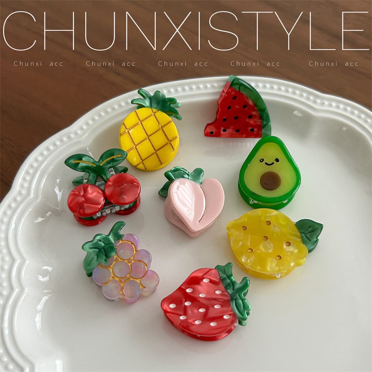 Одна пара зажимов выглядит лучше ~ Высокие черепа, милые фрукты, маленькие волосы, клубничные красные челки, заколки для...