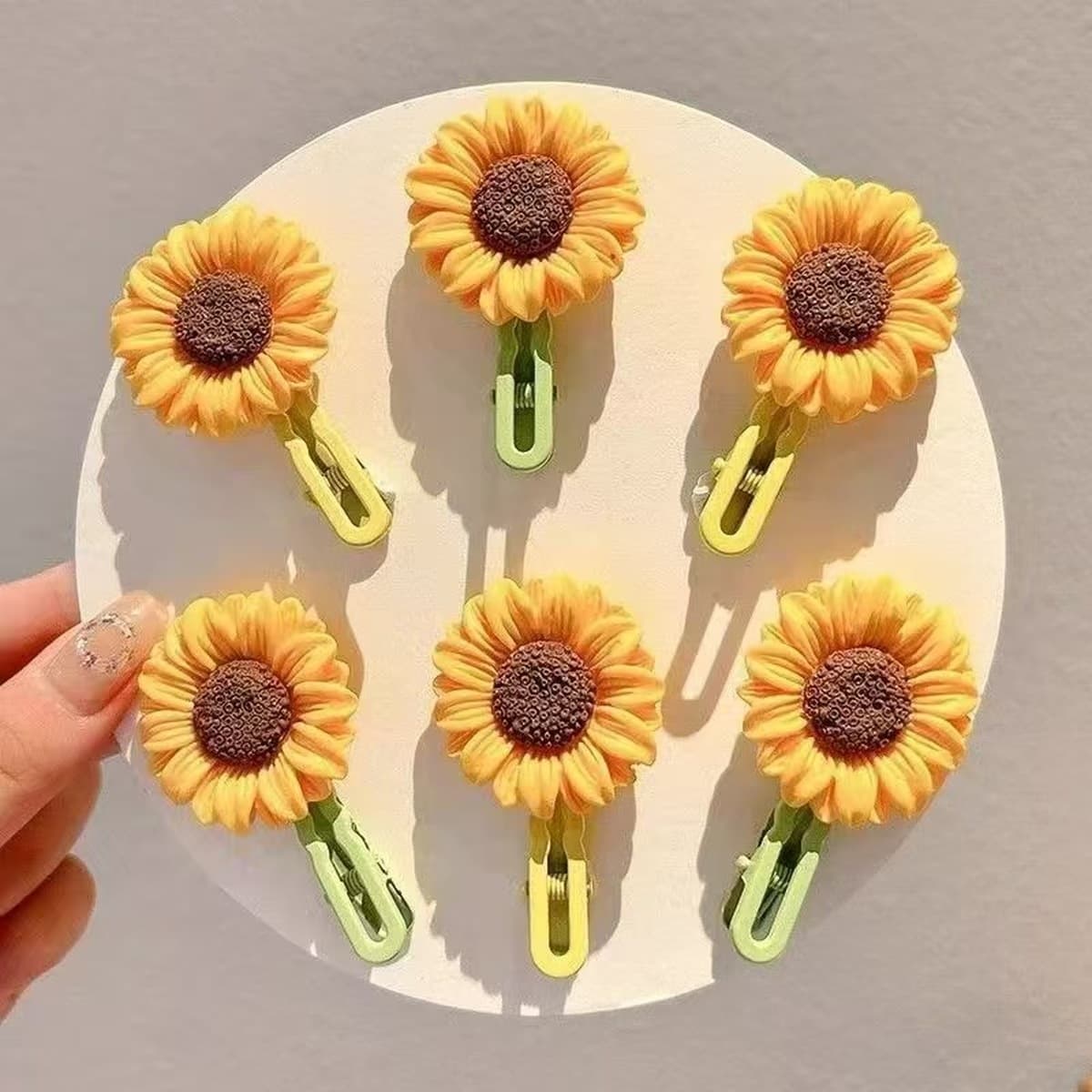 Заколка для волос подсолнуха Сладкий милый мультфильм цветочный карточка для волос