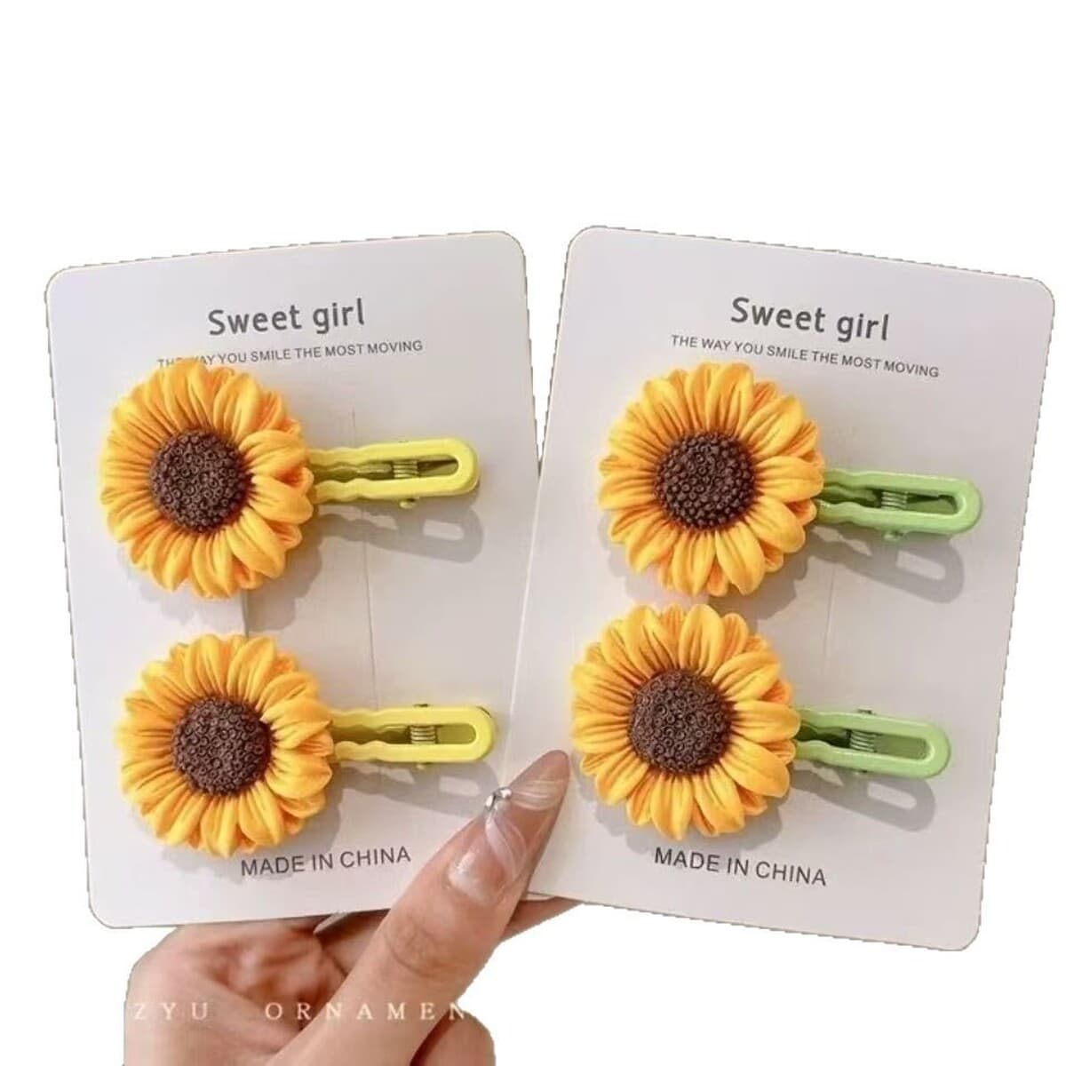 Заколка для волос подсолнуха Сладкий милый мультфильм цветочный карточка для волос
