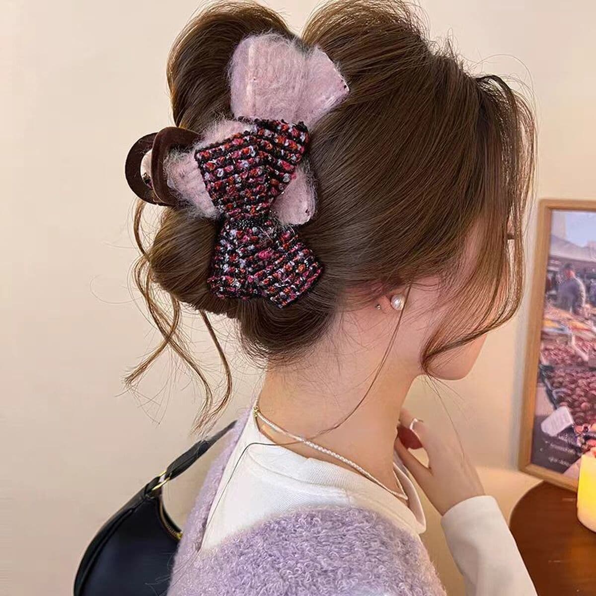 Заколка для волос в клетку, новая модель 2025 года, элитный стиль для затылка, высококачественная заколка-«жабромер»,...