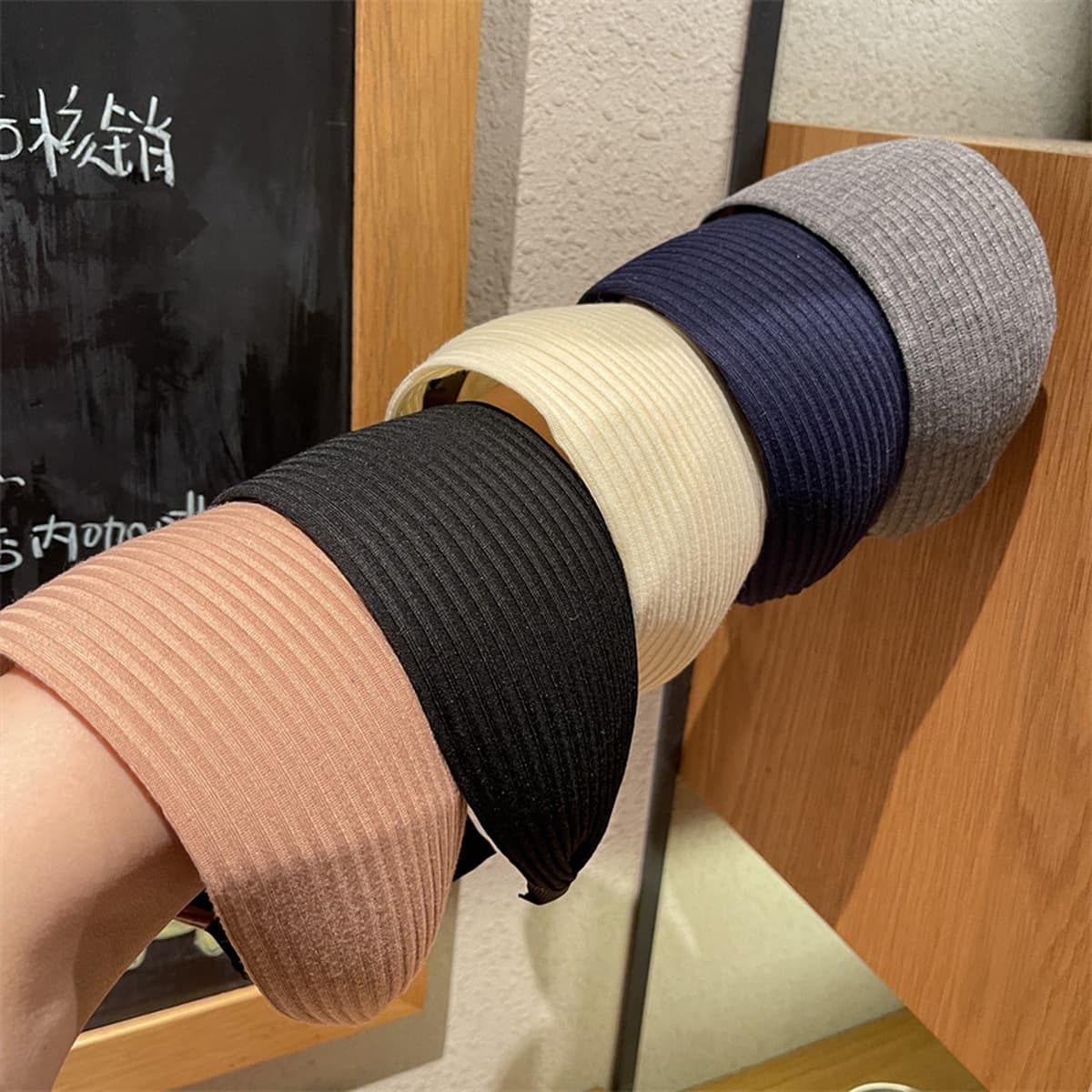 Корейский трикотажный ямный широкий обруч для волос с высоким значением лица расширен ретро сплошной цвет высокого черепа