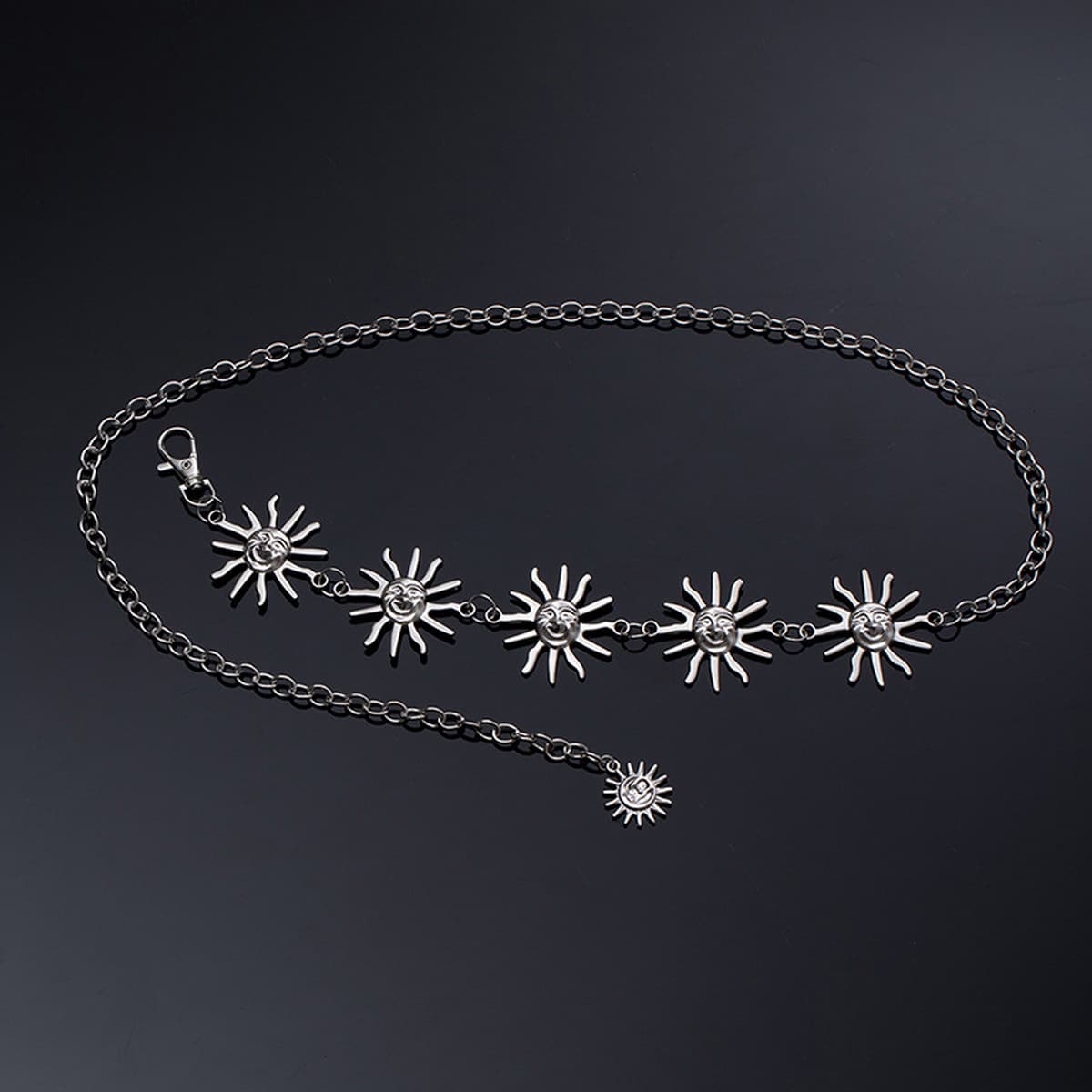 Элегантная металлическая поясная цепочка с подсолнухом для женщин, регулируемый аксессуар для талии платья, многослойный...