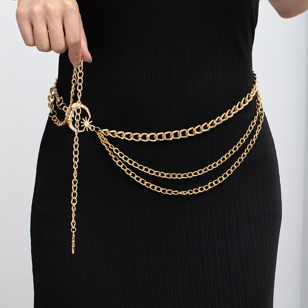 Элегантная металлическая поясная цепочка с подсолнухом для женщин, регулируемый аксессуар для талии платья, многослойный...