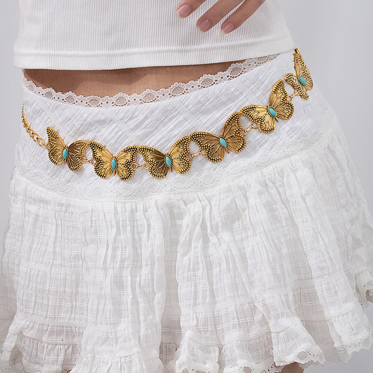 Элегантная металлическая поясная цепочка с подсолнухом для женщин, регулируемый аксессуар для талии платья, многослойный...