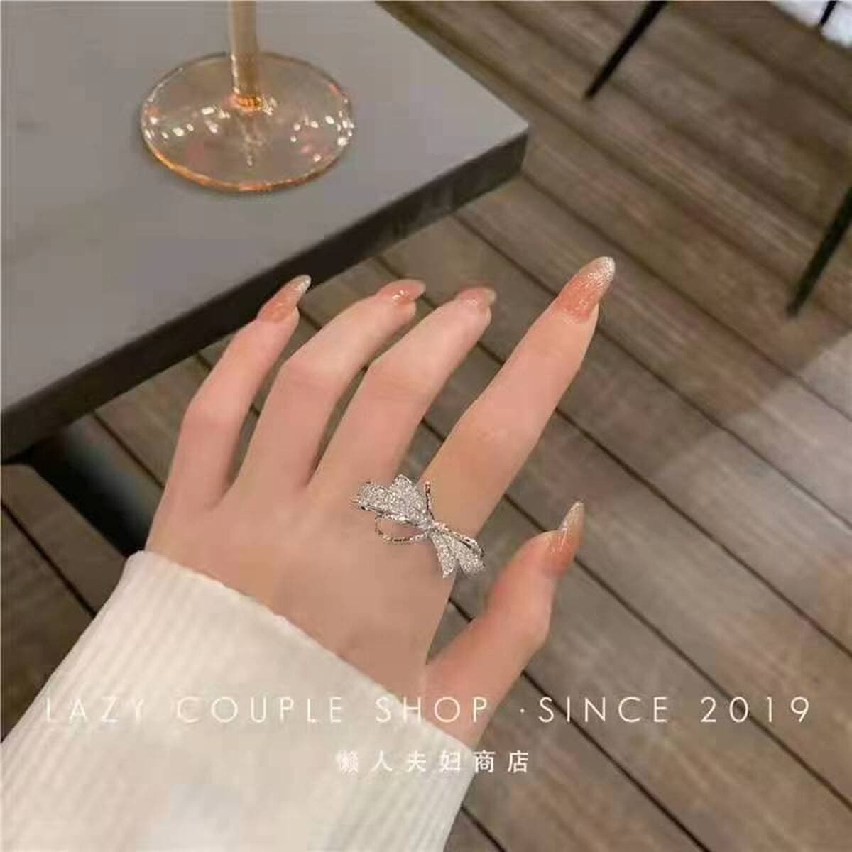 2025 новая легкая экстравагантная преувеличенная полная бриллиантовое кольцо с бантом